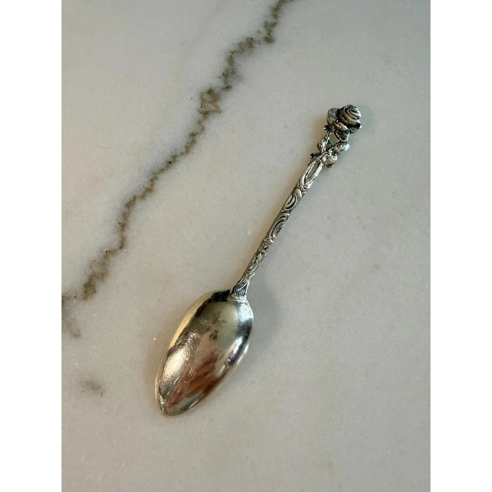 Vintage 800 Silver Hildesheimer Rose Spoon • German Floral Tea Spoon